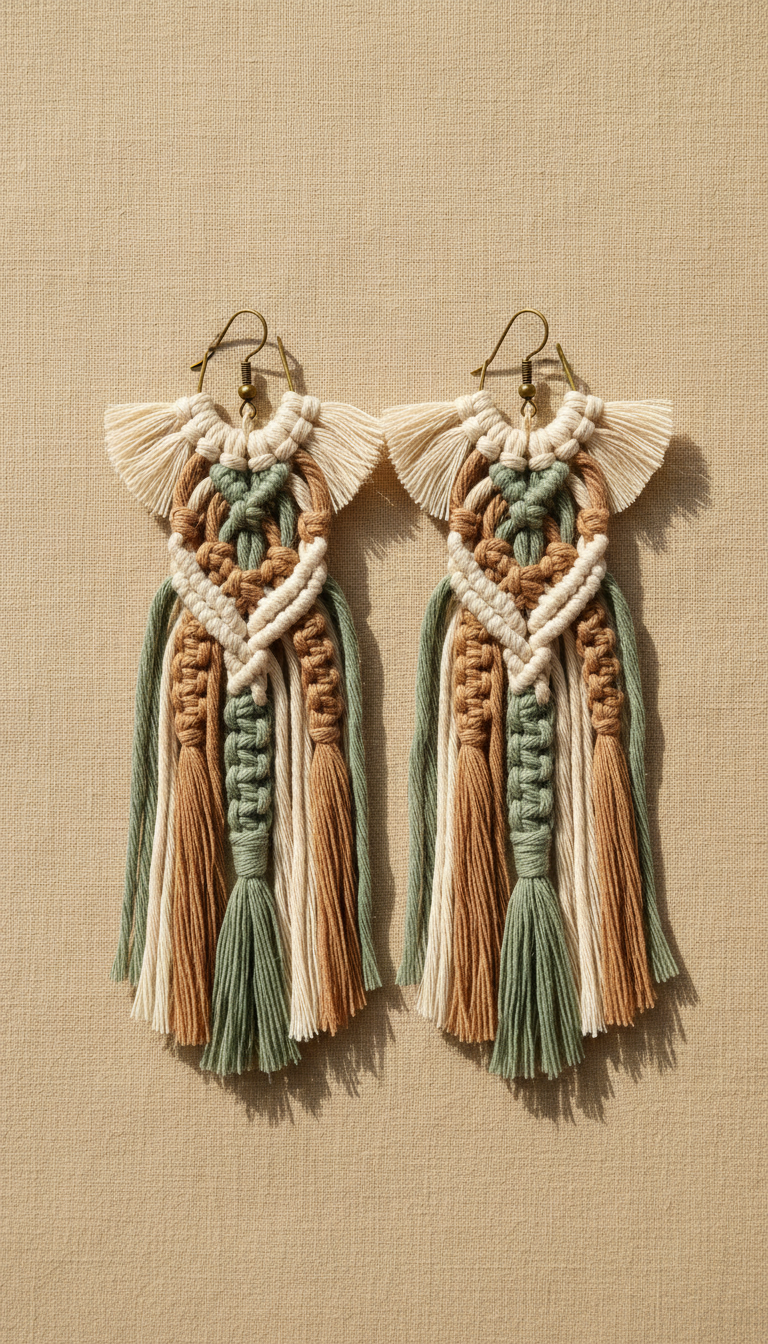 Boho Fringe Macrame Earrings