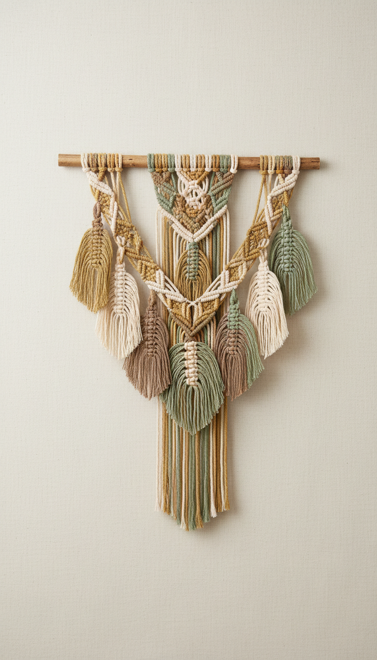 Hand-Knotted Macrame Wall Hanging